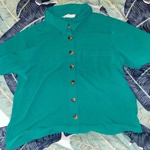 Green Button-Down Collared Shirt